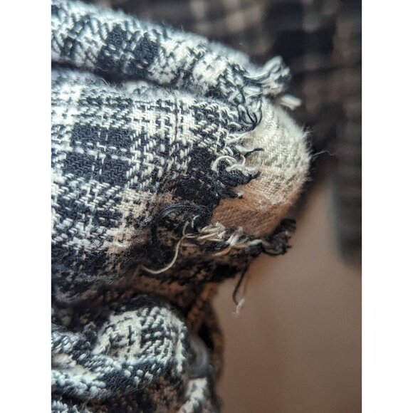 American Eagle Women's S Black White Split Plaid Cropped Button Front Hoodie - Picture 8 of 16